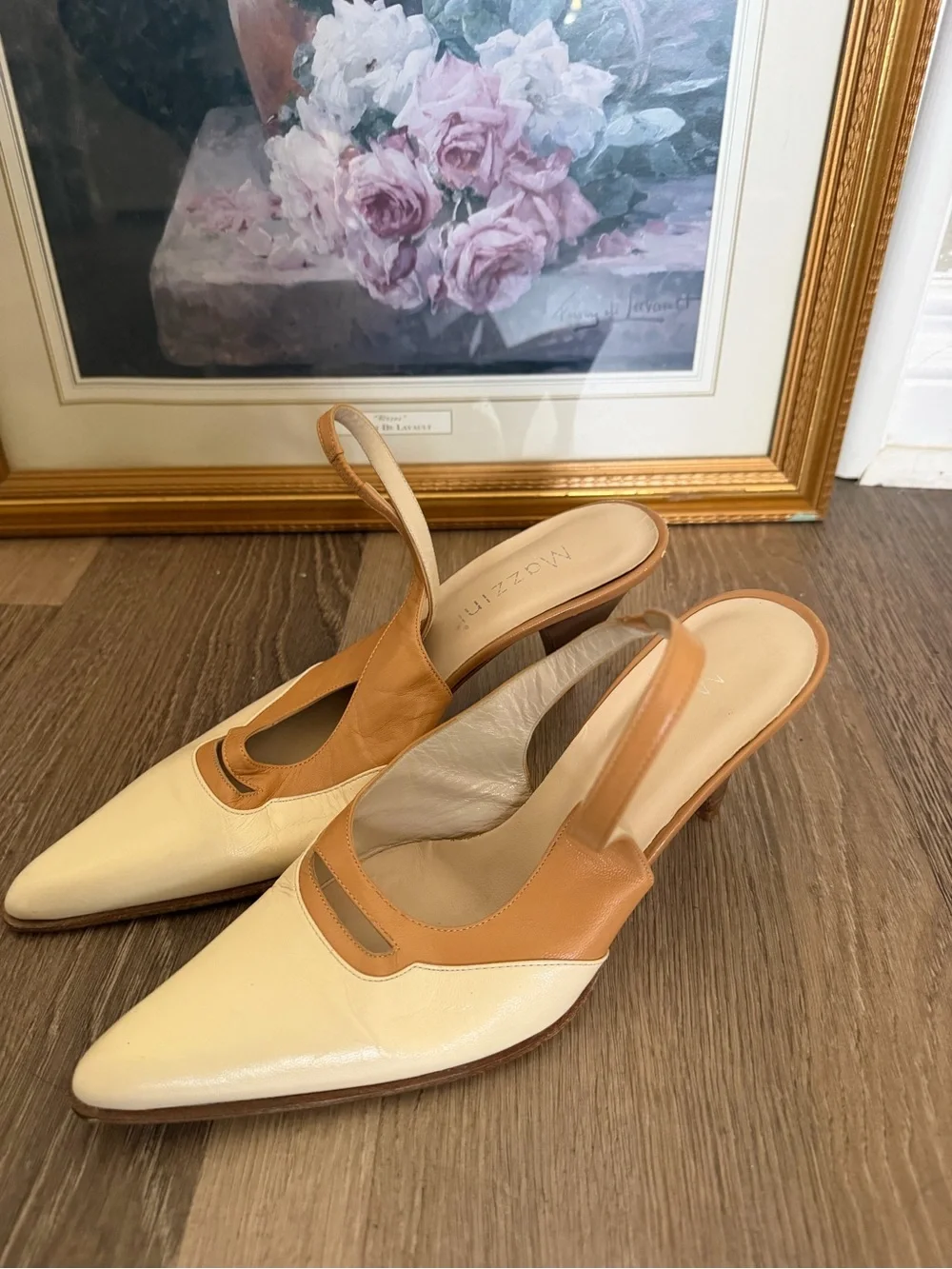 Vintage Mazzini Two toned Italian leather sling back